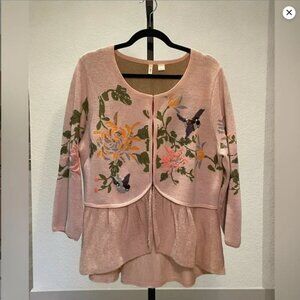 Anthropologie Moth Embroidered & Beaded Knit Cardigan